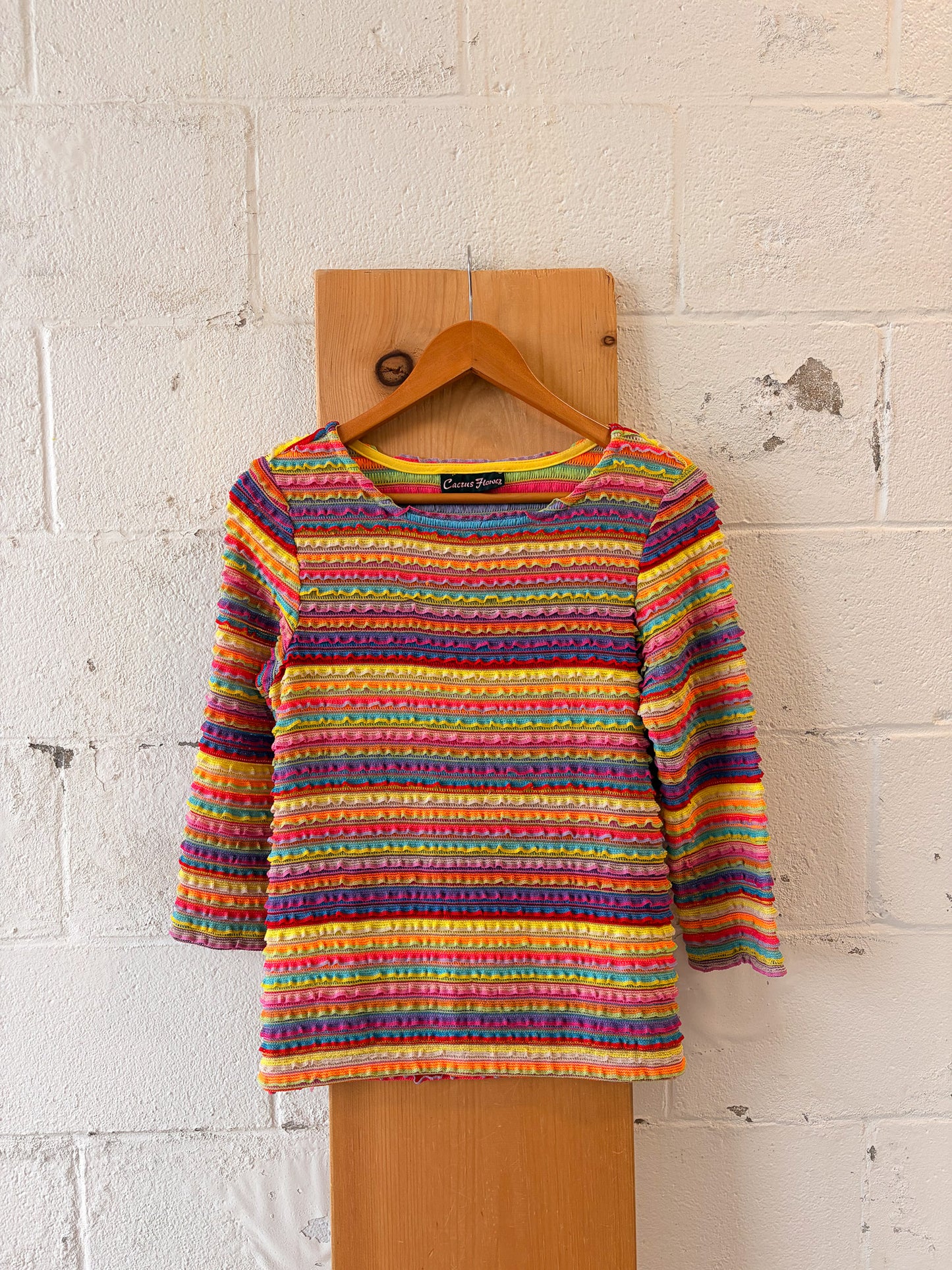 Textured Rainbow Striped Top : M