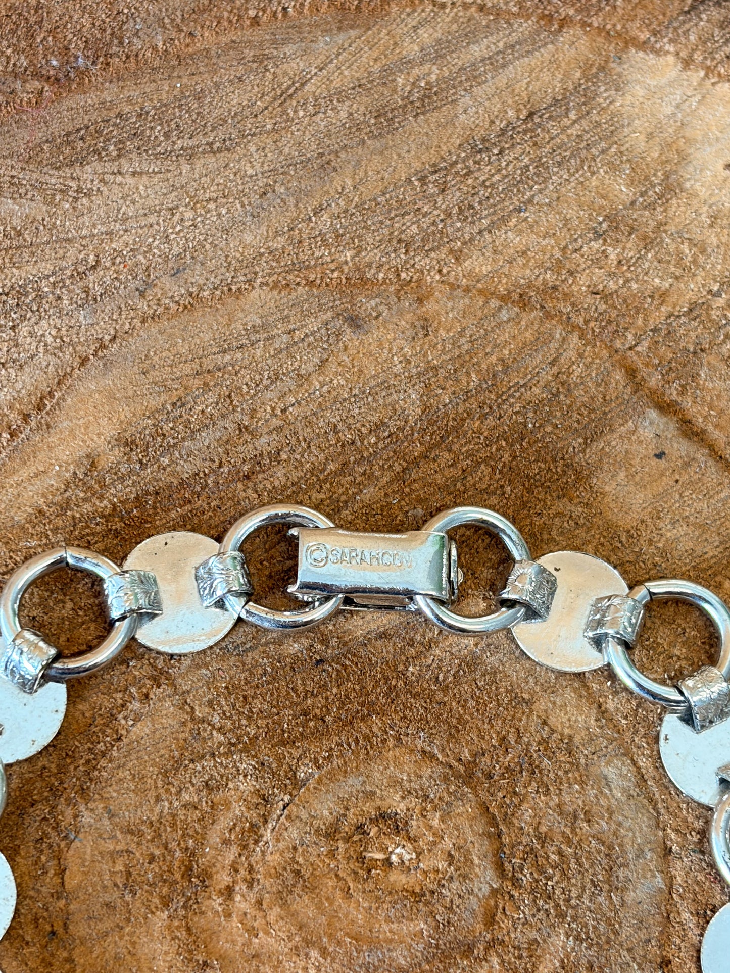 Sarah Coventry Round Floral Etched Link Bracelet