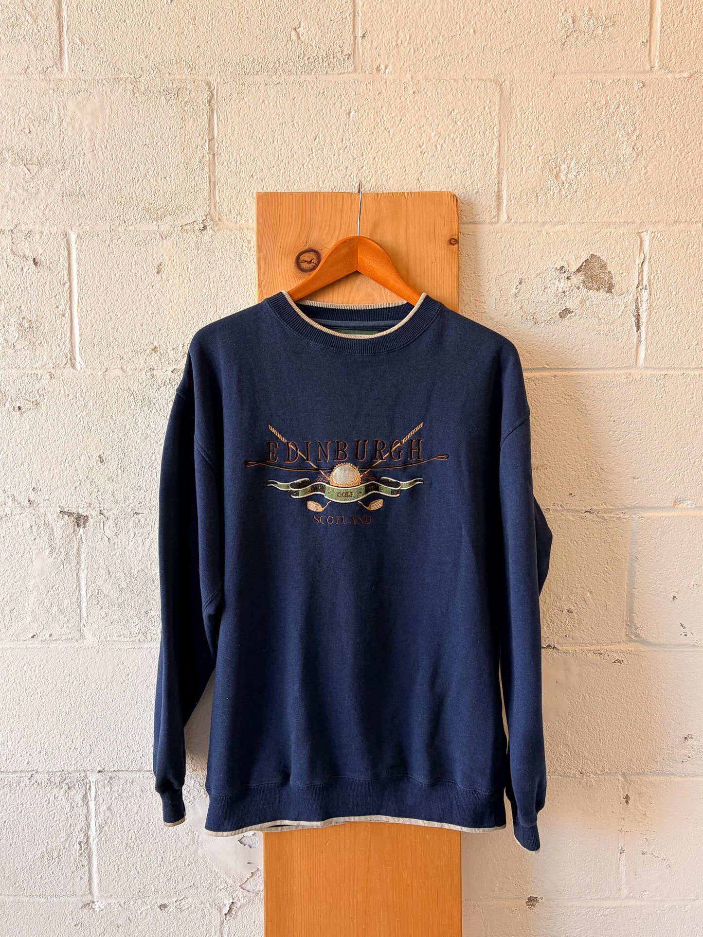 Vtg Embroidered Scotland Golf Crewneck : L