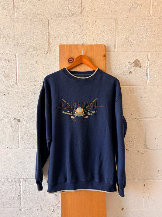 Vtg Embroidered Scotland Golf Crewneck : L