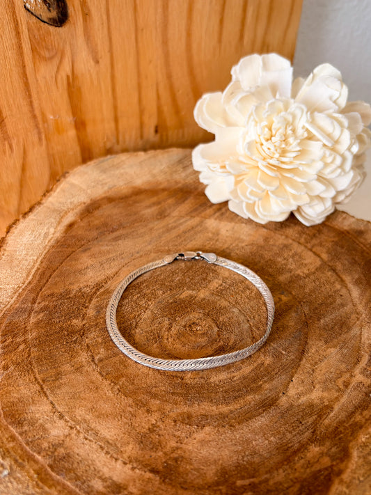 Italy 925 Silver Herringbone Bracelet