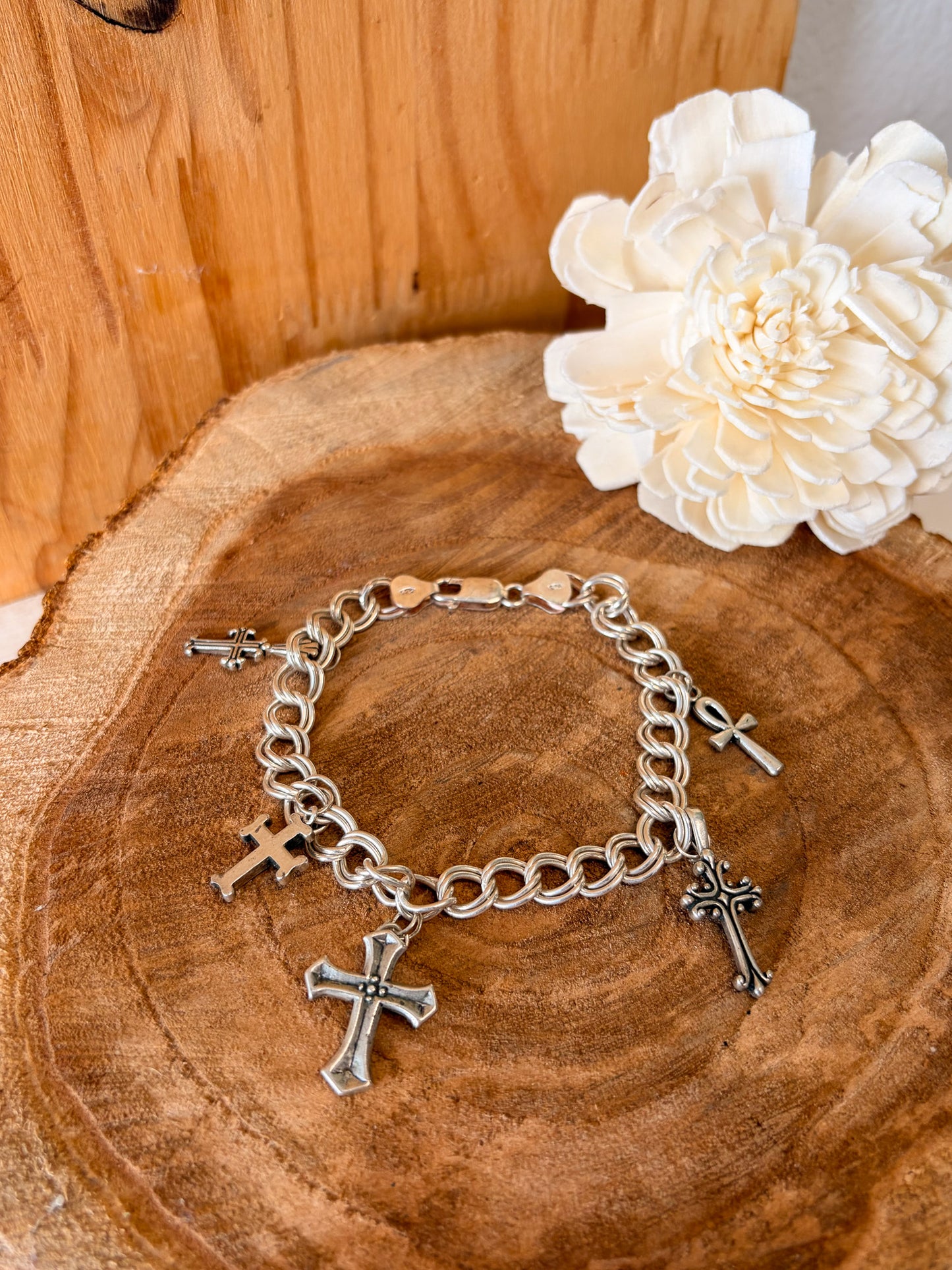 925 Cross Charm Bracelet