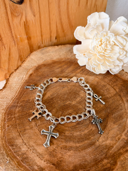925 Cross Charm Bracelet