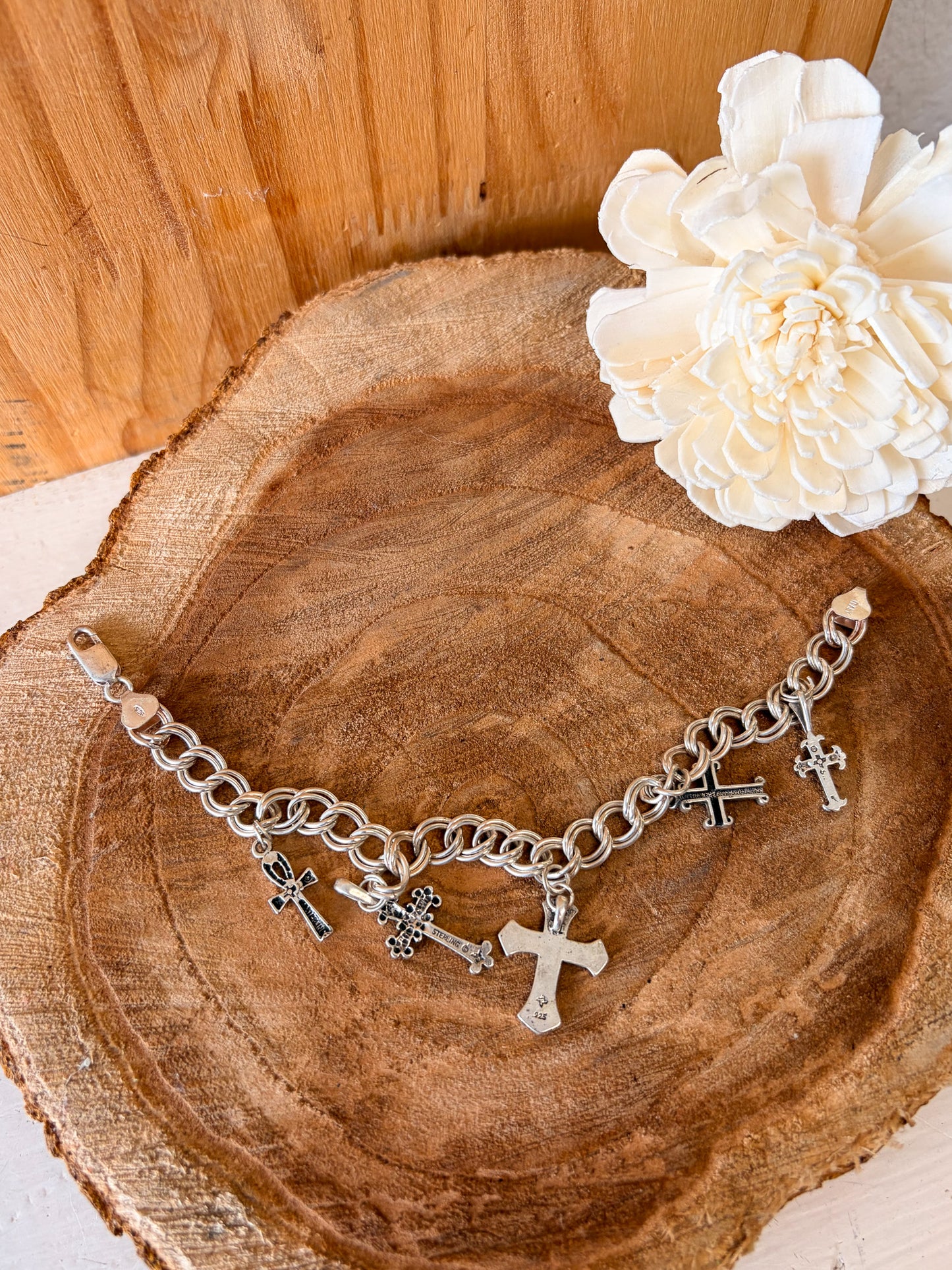 925 Cross Charm Bracelet