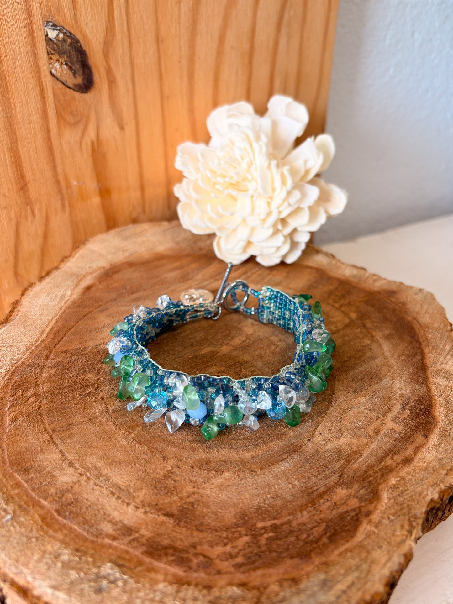 Blue Beaded Toggle Bracelet