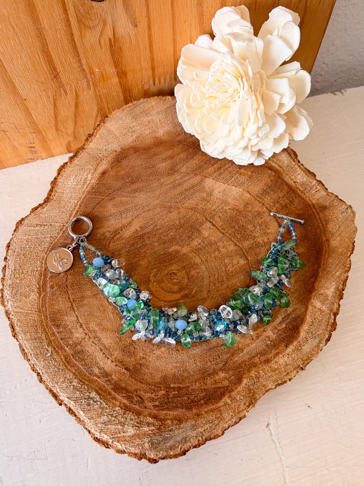 Blue Beaded Toggle Bracelet