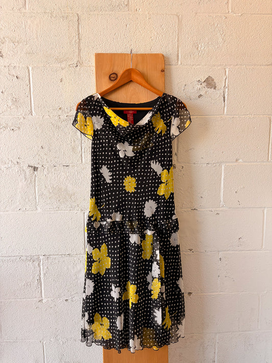Vtg Floral Polka Dot Dress : 6