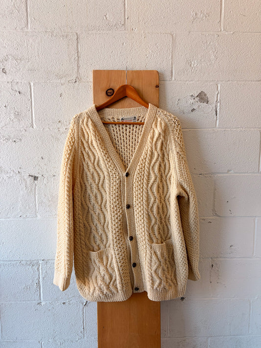 Vtg Irish Wool Cardigan : L/XL