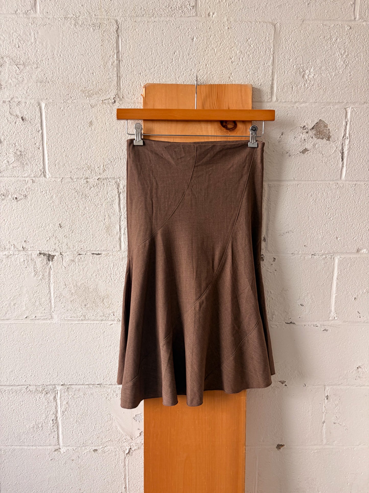 Vtg Brown Midi Skirt : 9