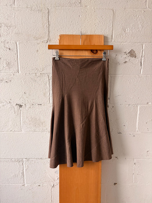 Vtg Brown Midi Skirt : 9