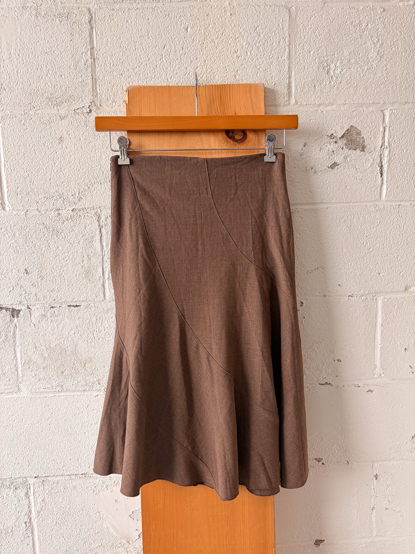 Vtg Brown Midi Skirt : 9