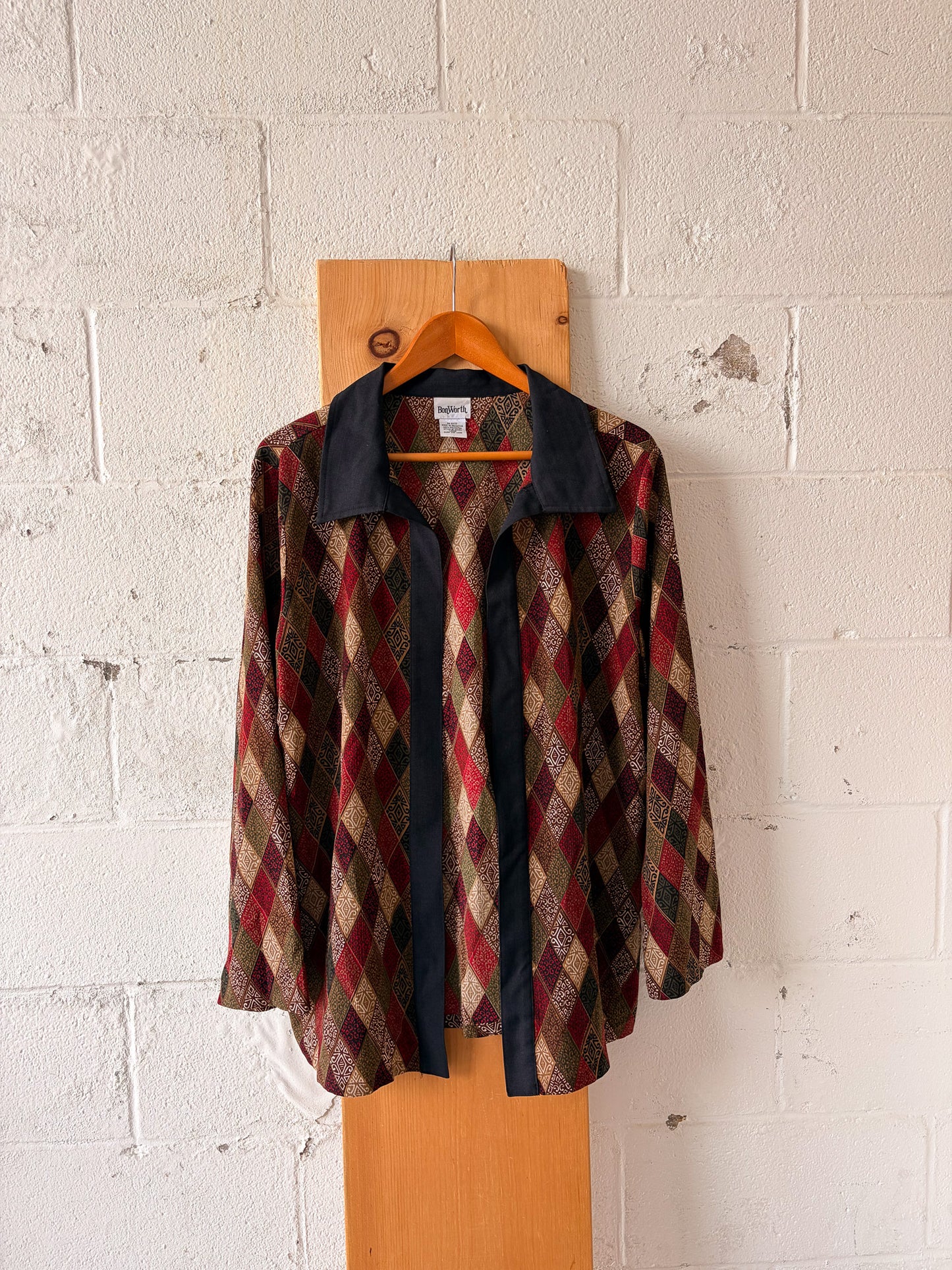 Flowy Diamond Patterned Blazer : L