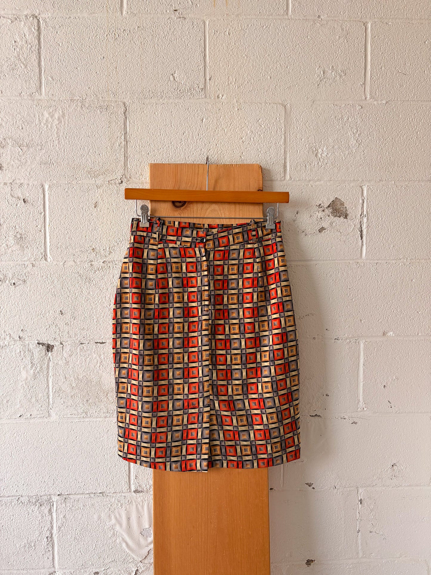 Handmade Square Patterned Midi Skirt : 30"W