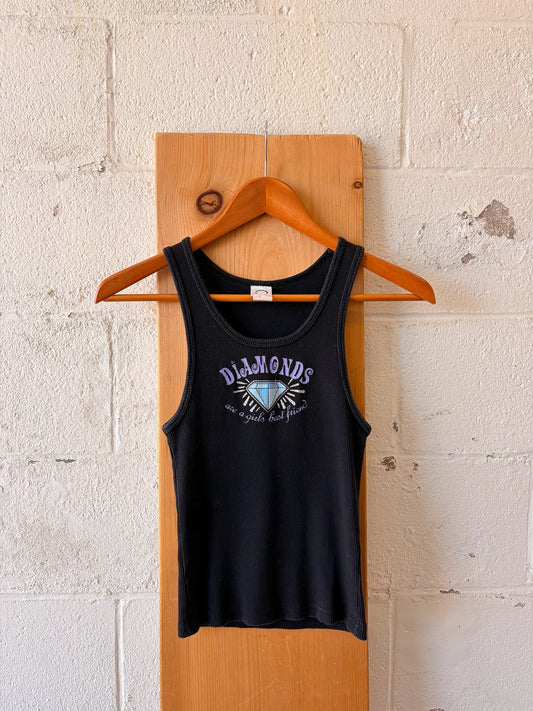 Vtg Diamonds Best Friend Tank : XS-M