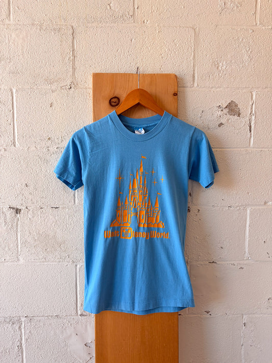 80s Blue Disney World Tee : S