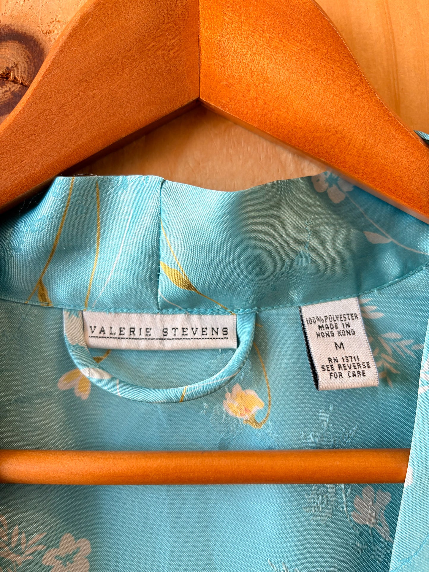 Vtg Floral Blue Robe : M