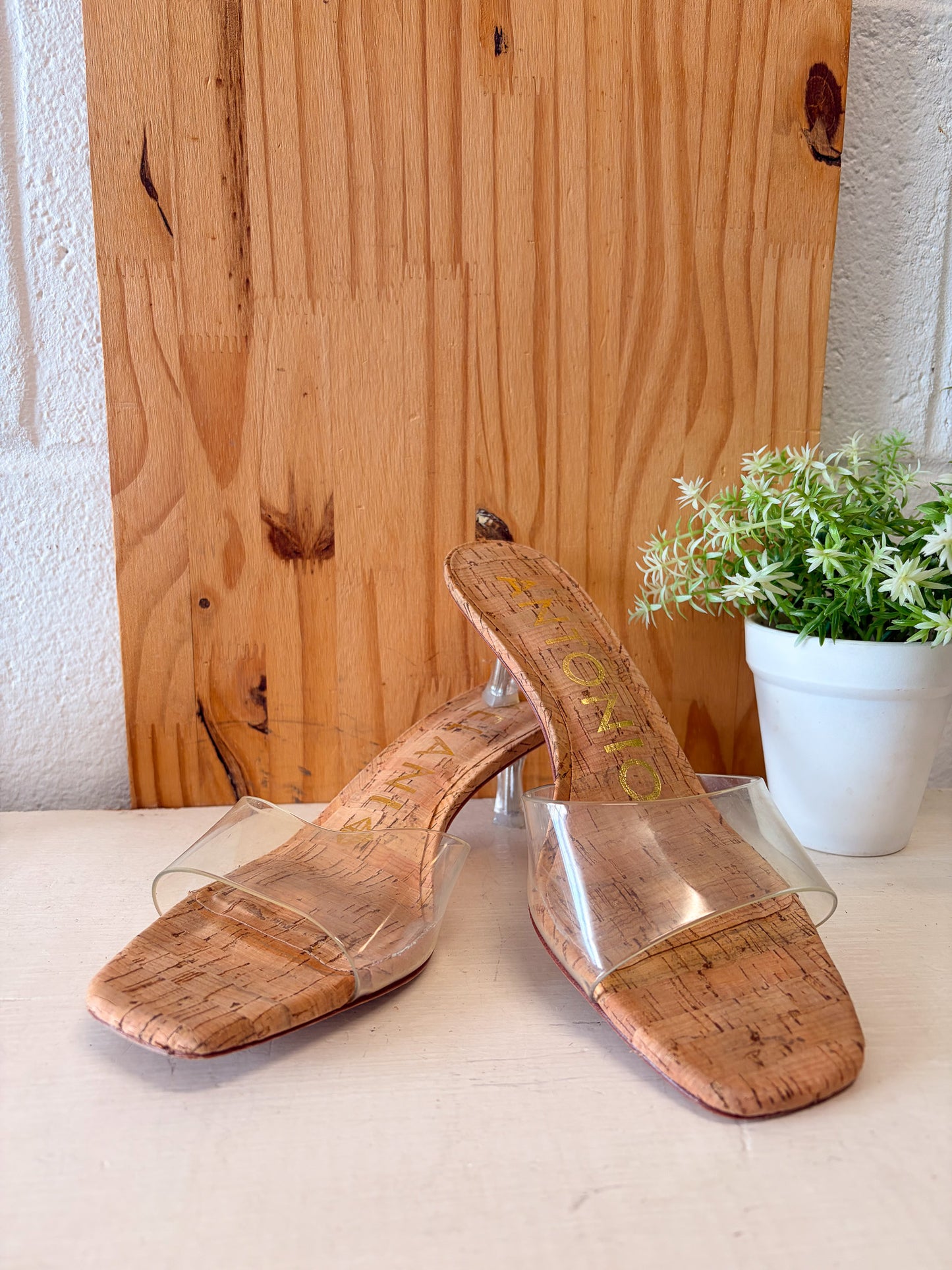 Antonio Melani Clear Cork Heels : Size 7.5