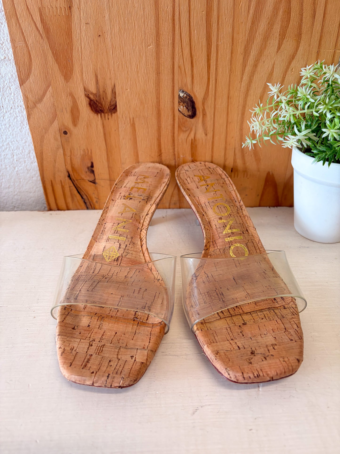 Antonio Melani Clear Cork Heels : Size 7.5