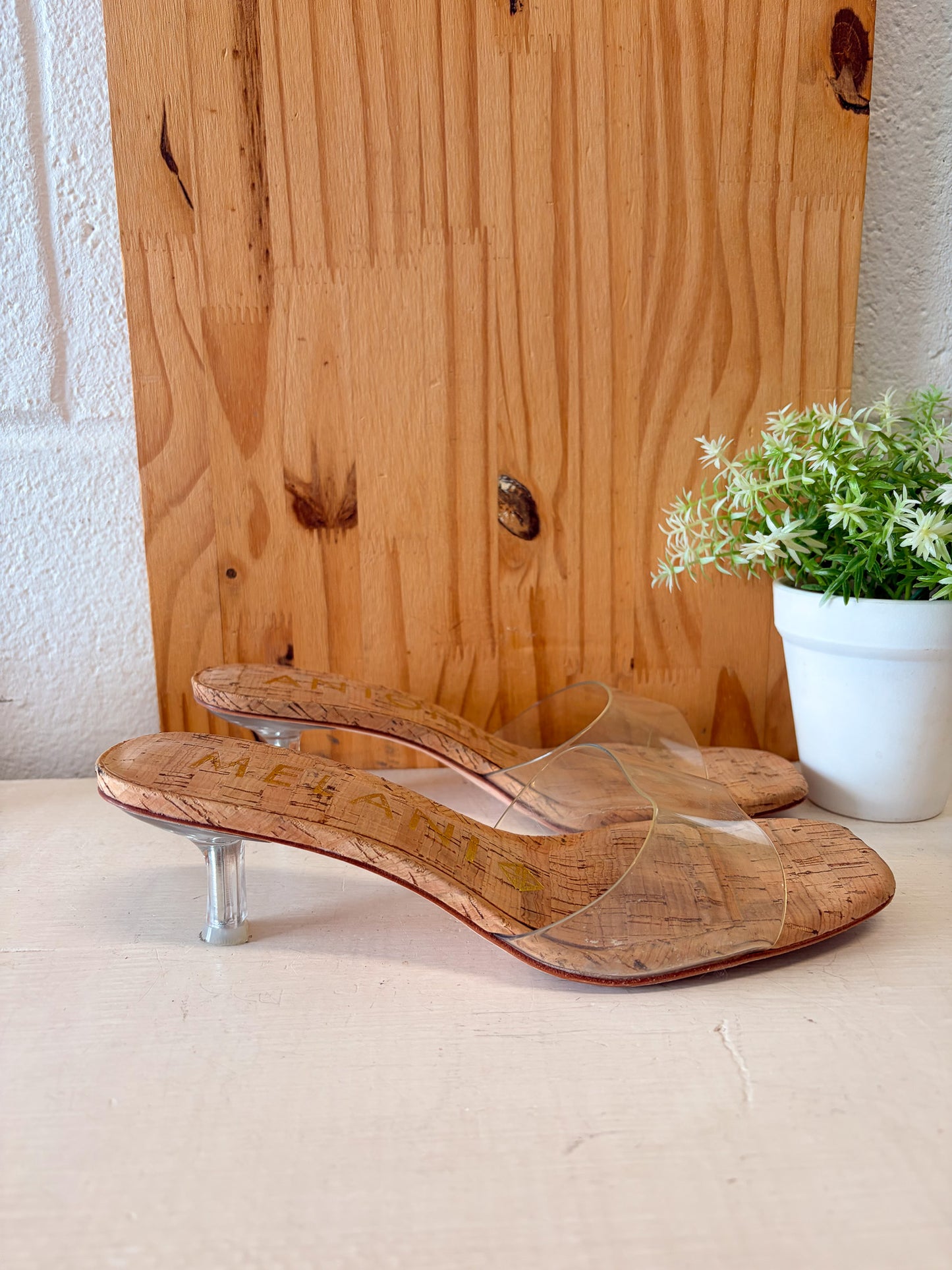 Antonio Melani Clear Cork Heels : Size 7.5