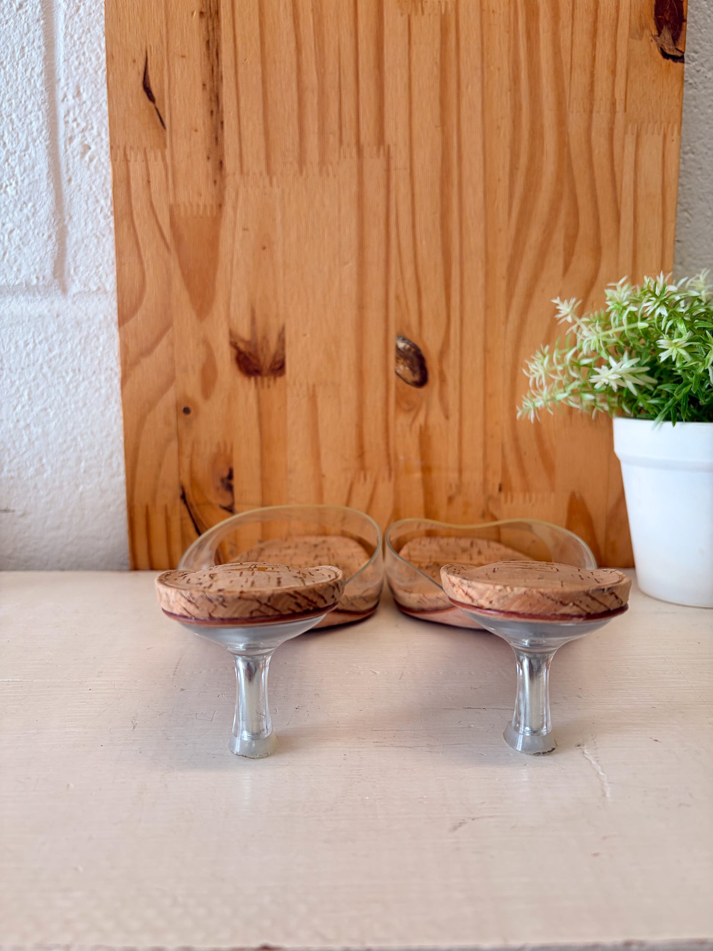 Antonio Melani Clear Cork Heels : Size 7.5