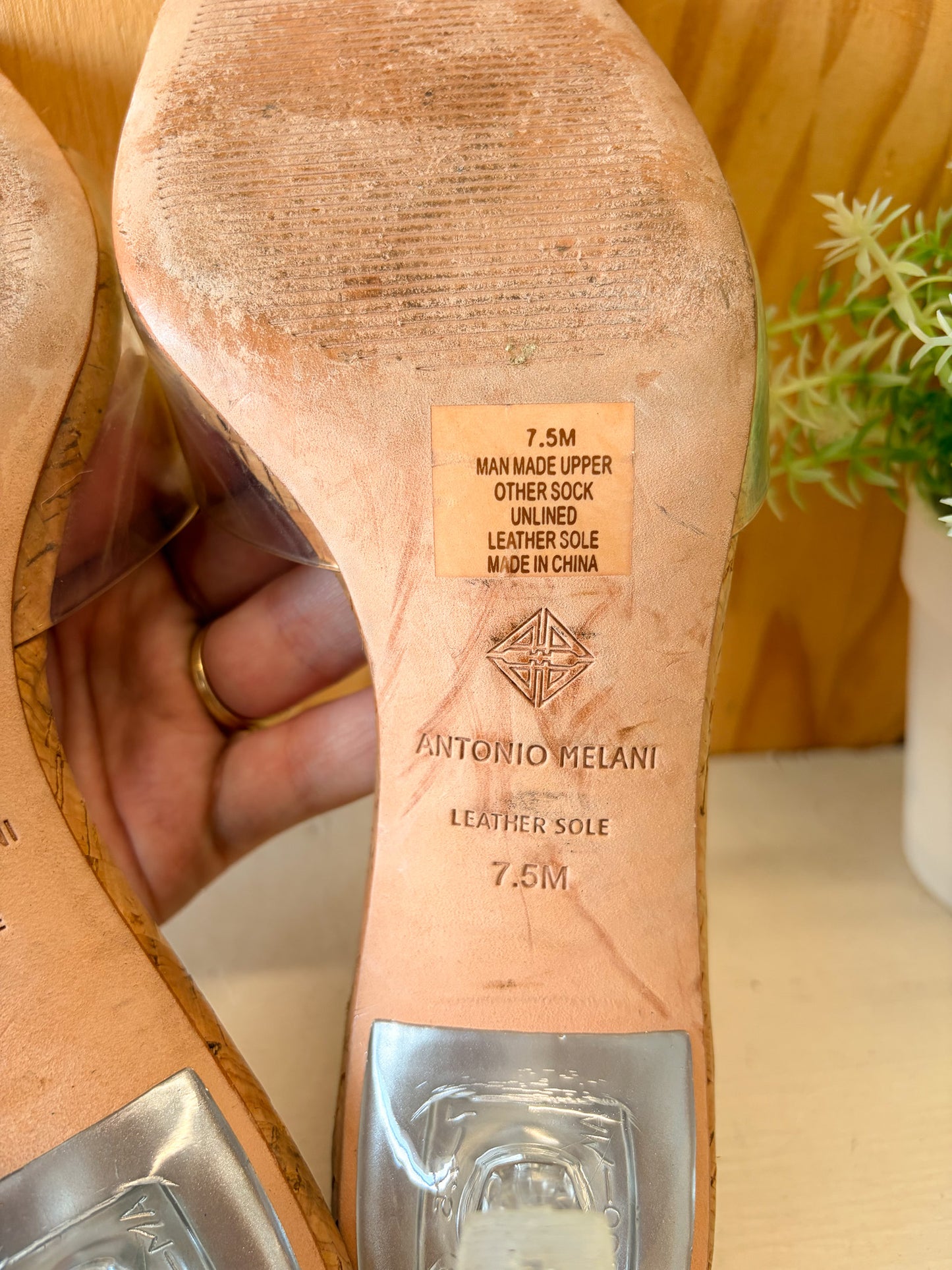 Antonio Melani Clear Cork Heels : Size 7.5