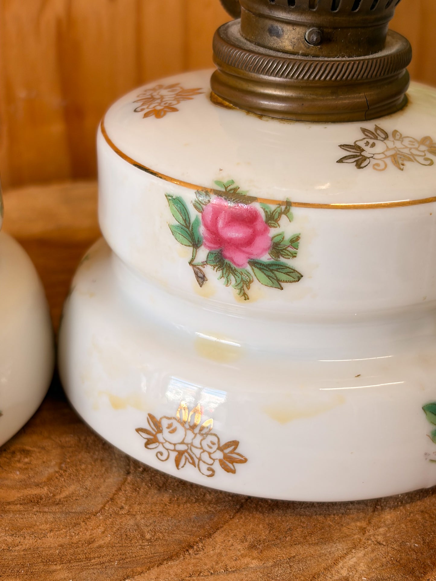 Vtg Pair of Floral Painted Oil Lamps (Local Pick Up Only)