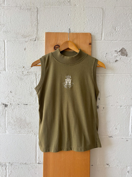 Vtg Green Mock Neck Tank : M