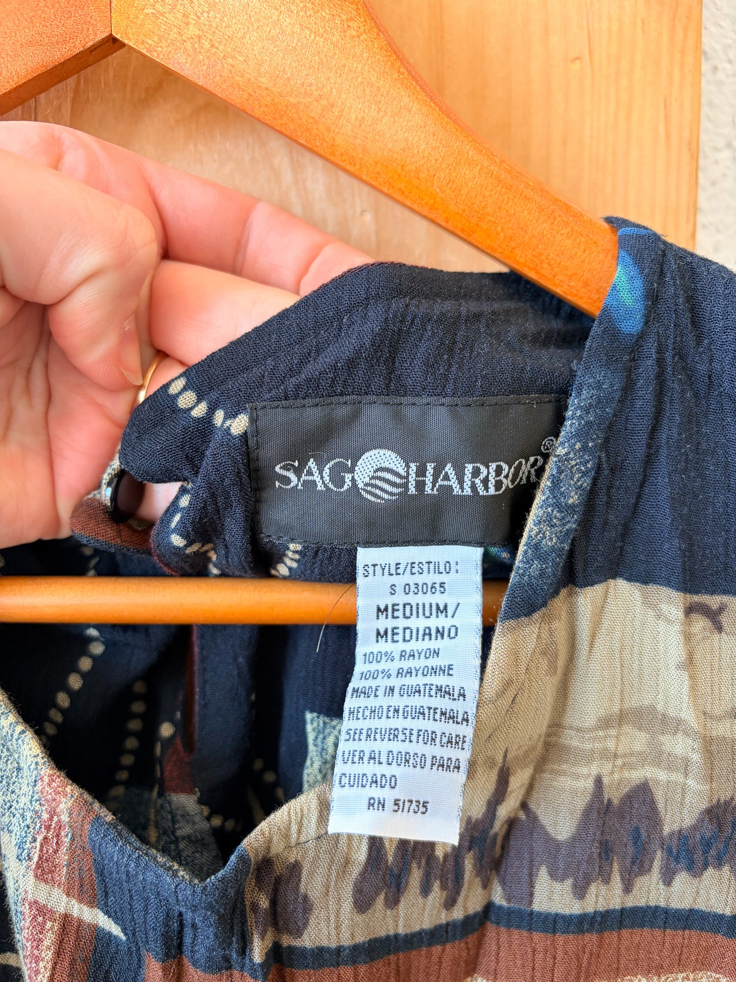 Vtg Abstract Print Dress : M