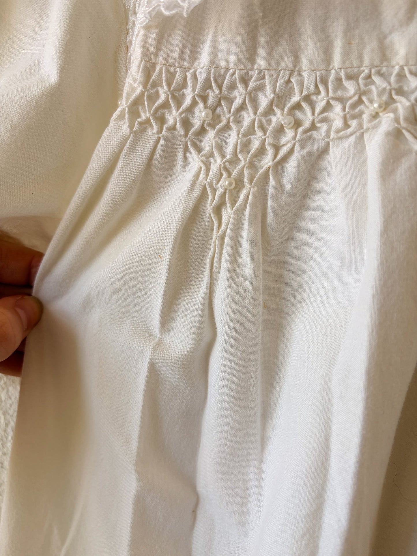 Vtg Lace & Pearl Detailed Nightgown : M/L (As Is)