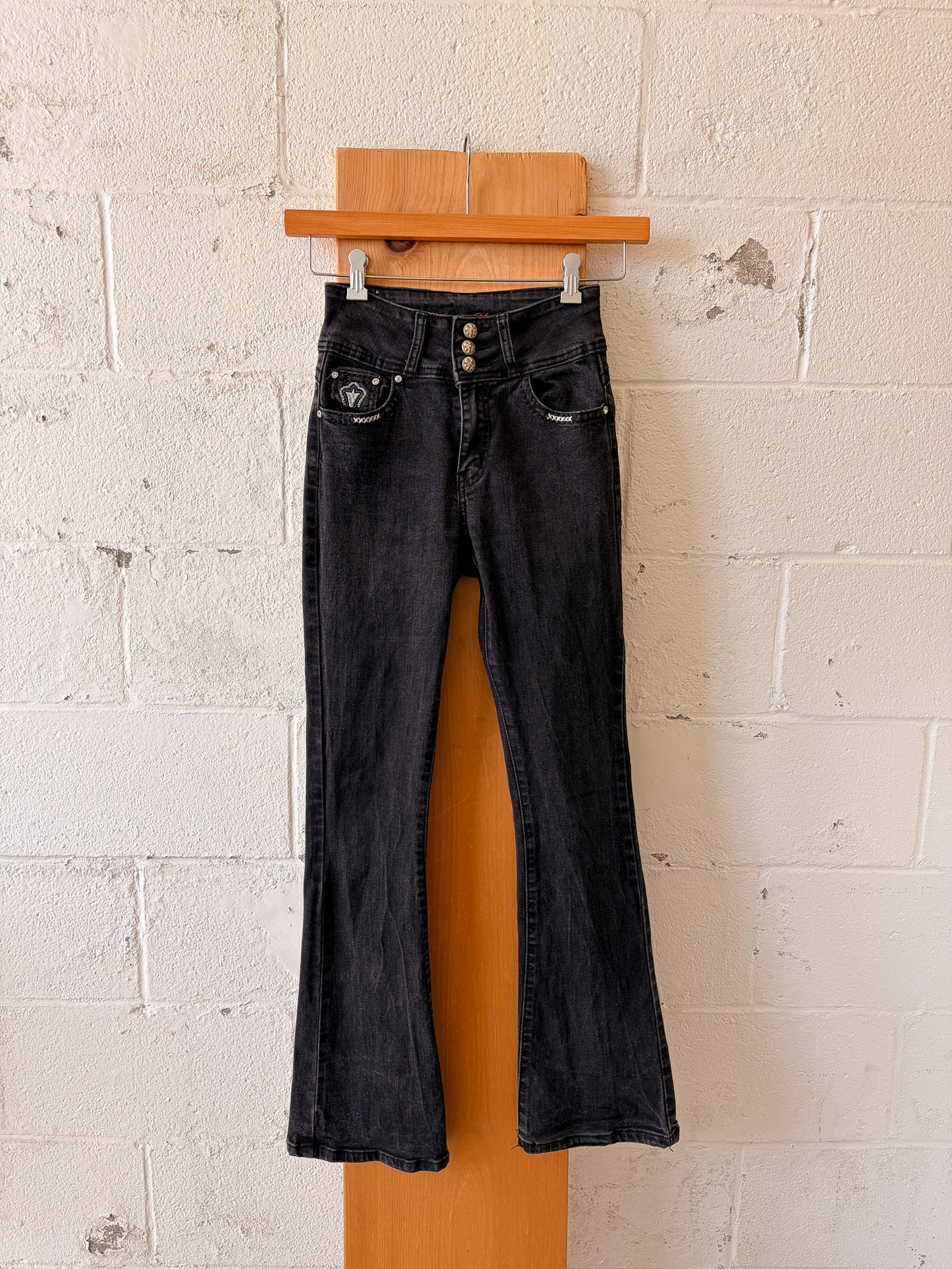 Black Embellished Y2K Jeans : 24"W