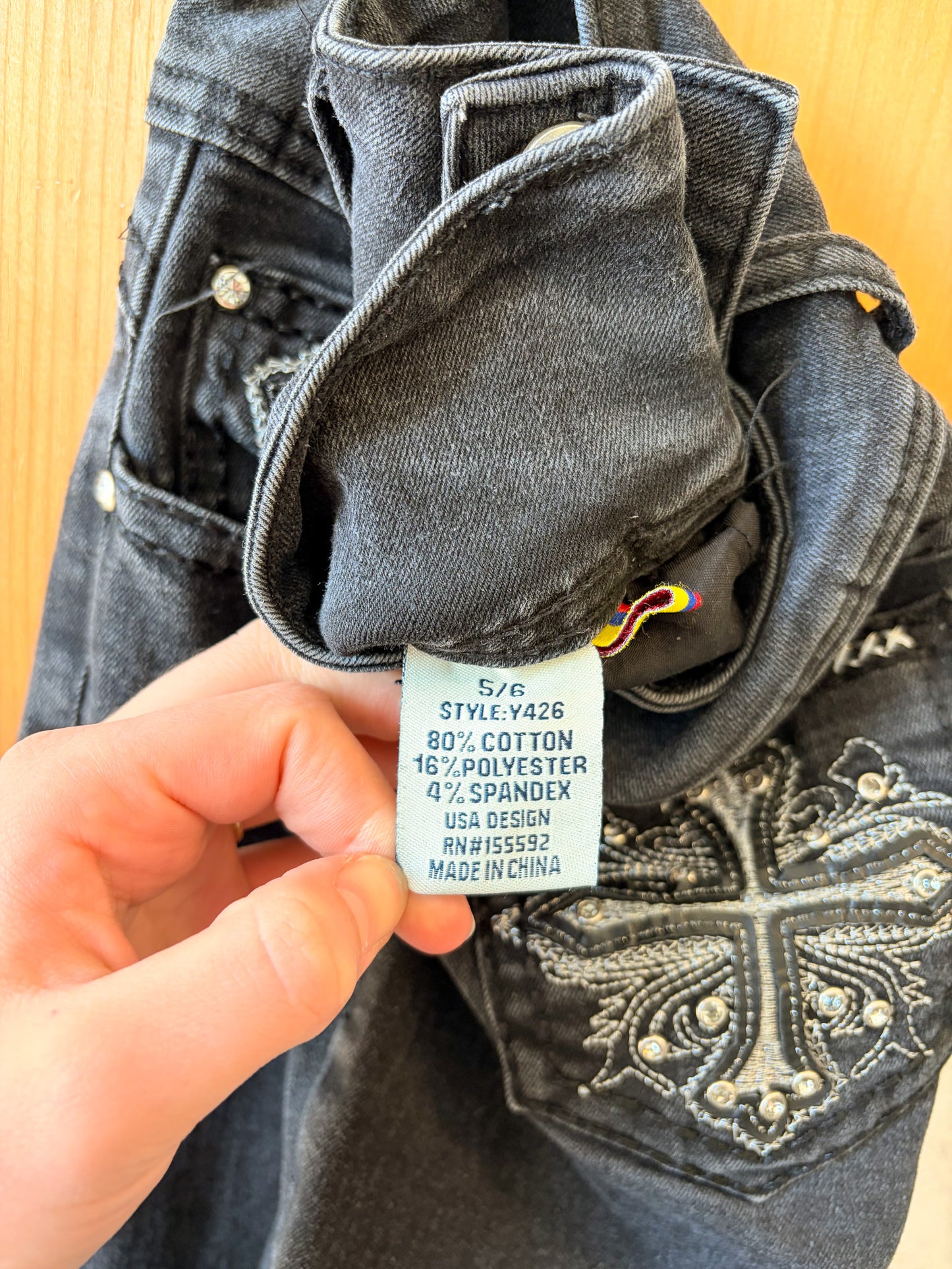 Black Embellished Y2K Jeans : 24"W