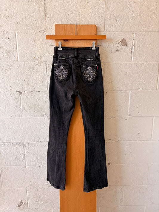 Black Embellished Y2K Jeans : 24"W