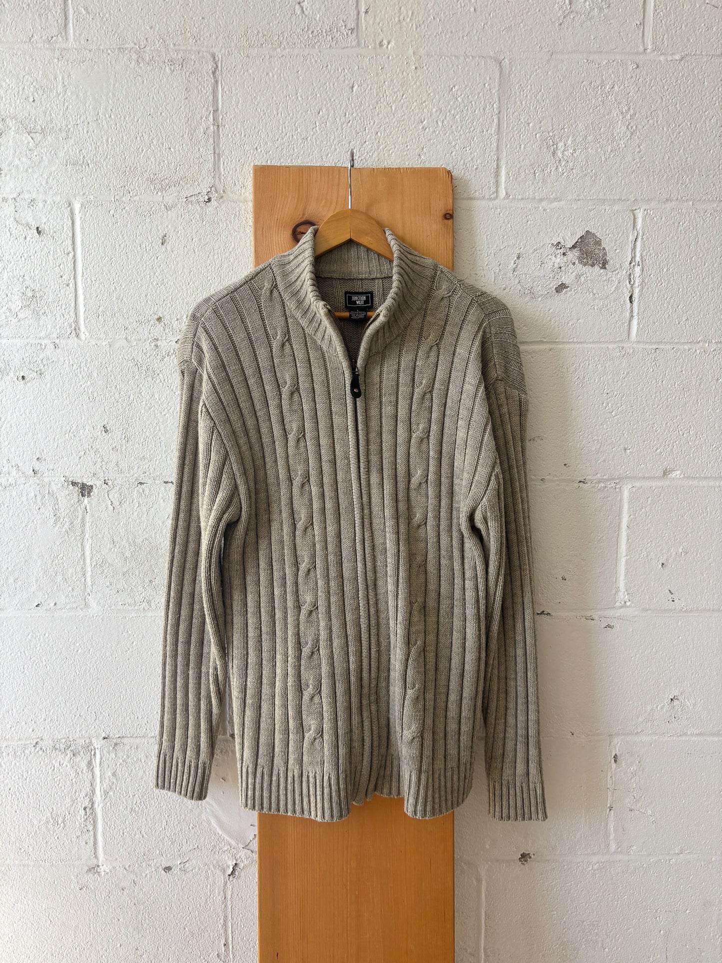 Vtg Zip Up Sweater : L