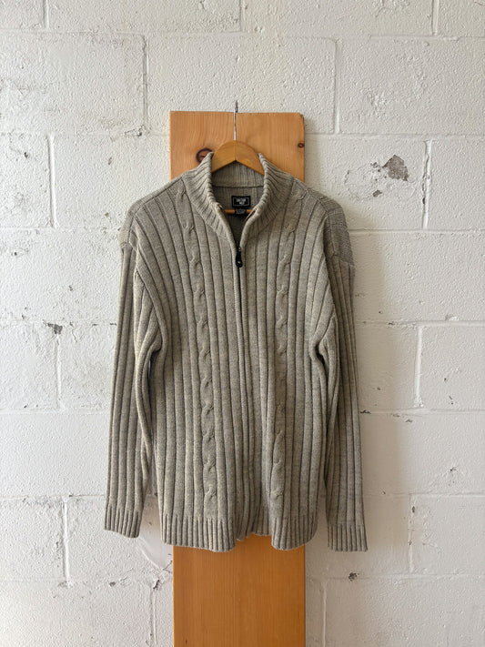 Vtg Zip Up Sweater : L