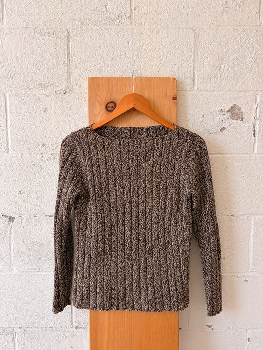 Vtg Brown Ribbed Sweater : M