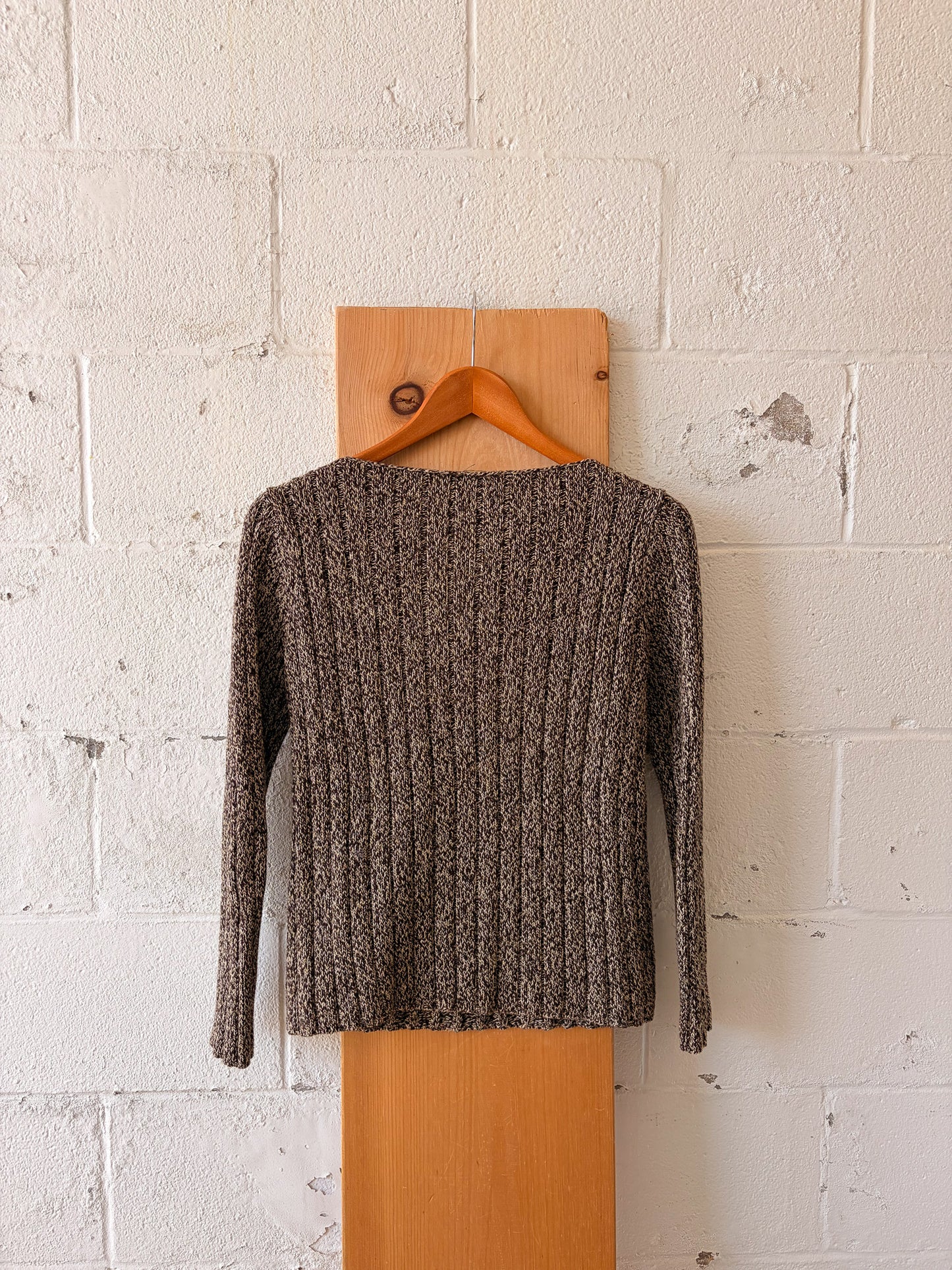 Vtg Brown Ribbed Sweater : M