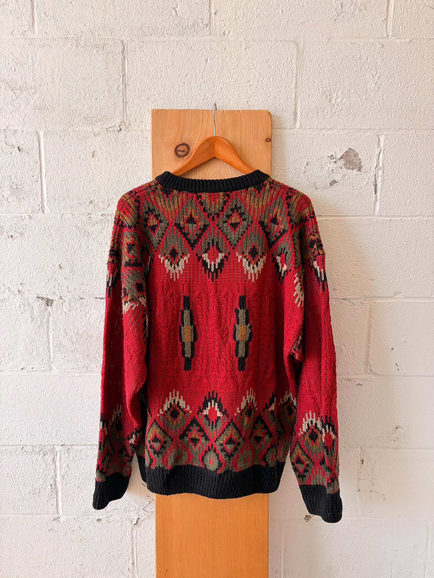 Vtg Southwestern Red Sweater : XXL