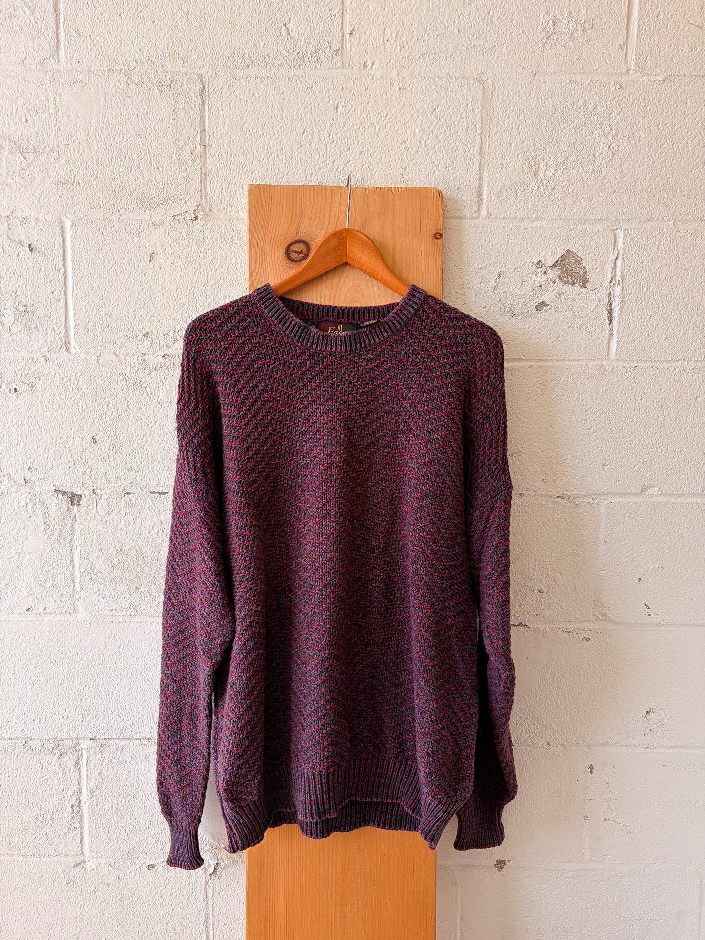 Vtg Red & Plum Sweater : XL