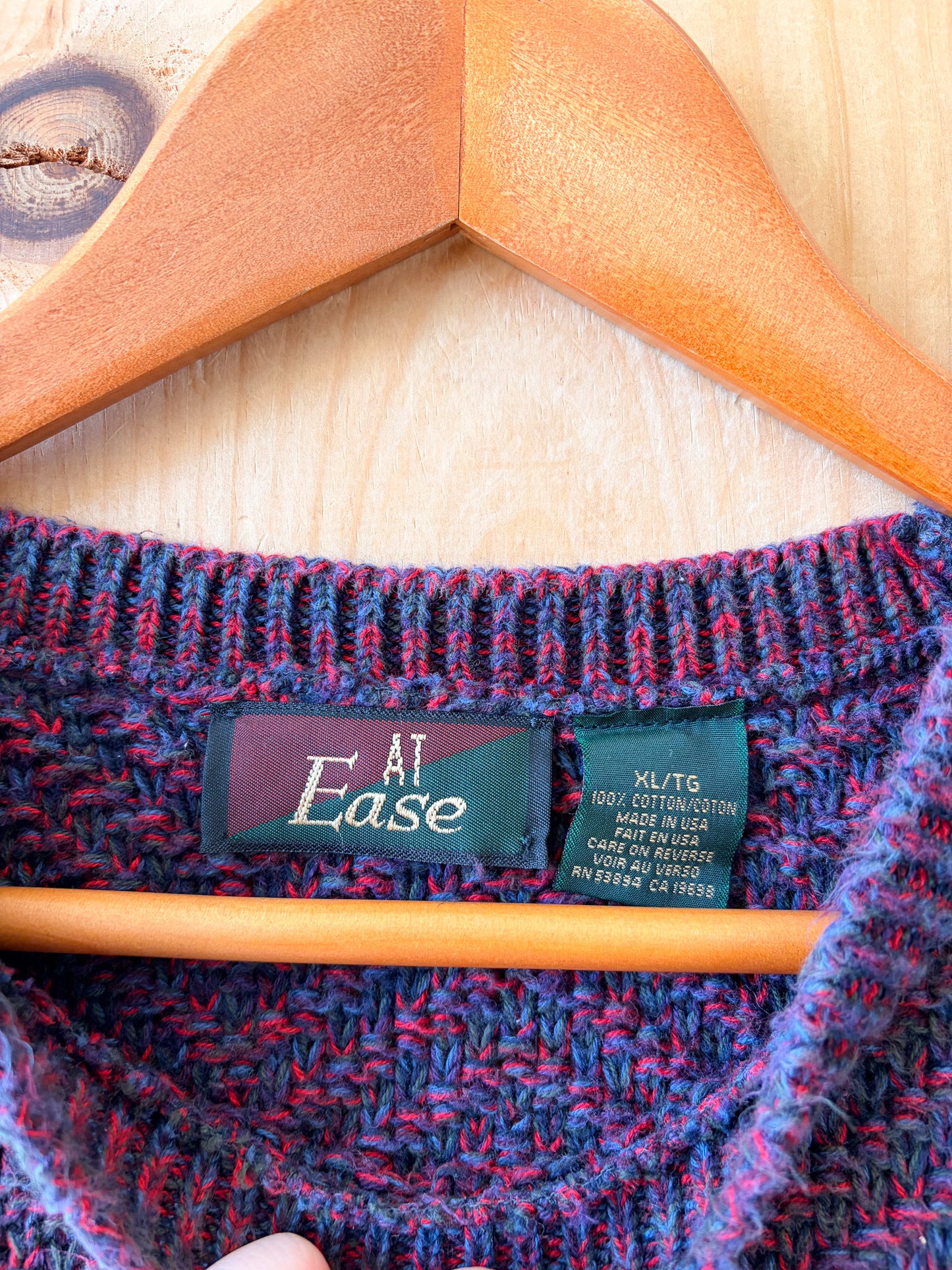 Vtg Red & Plum Sweater : XL