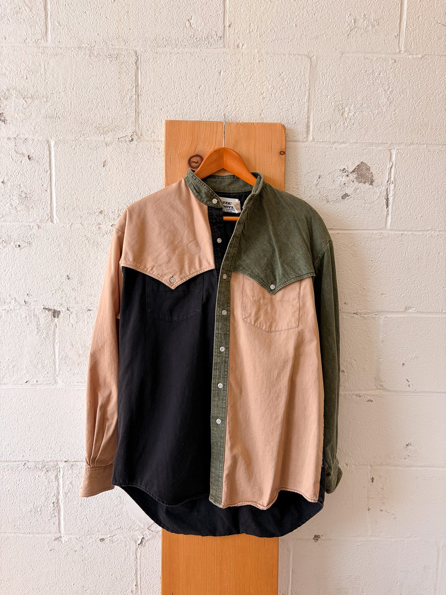 Vtg Western Limits Color Block Button Up : L