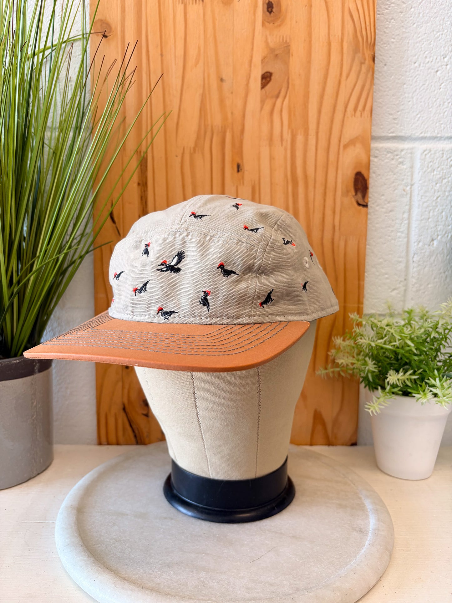 Khaki Bird Patterned Cap