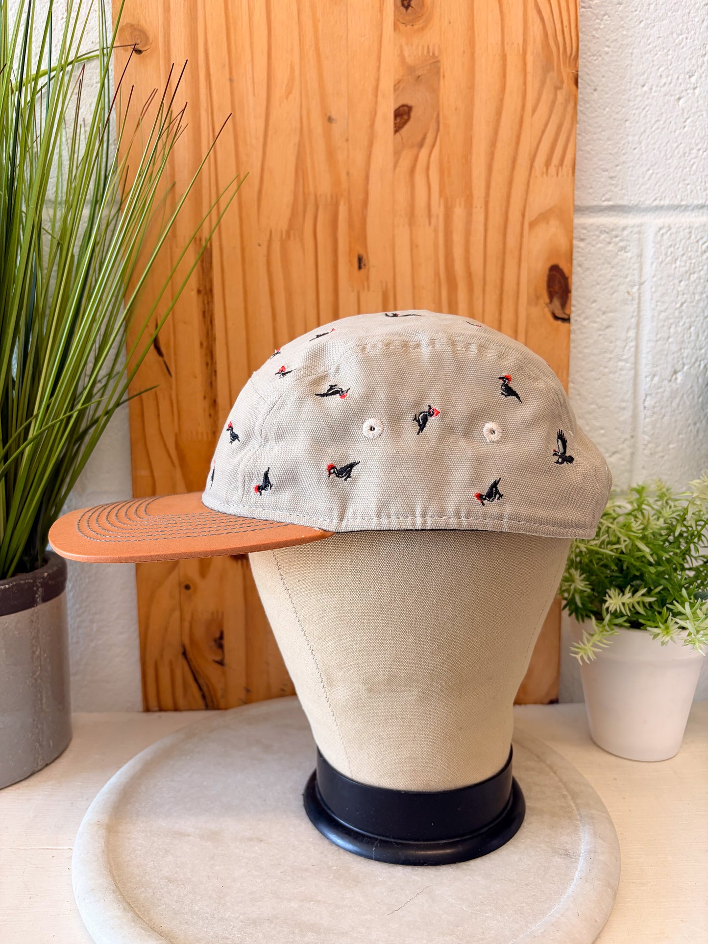 Khaki Bird Patterned Cap