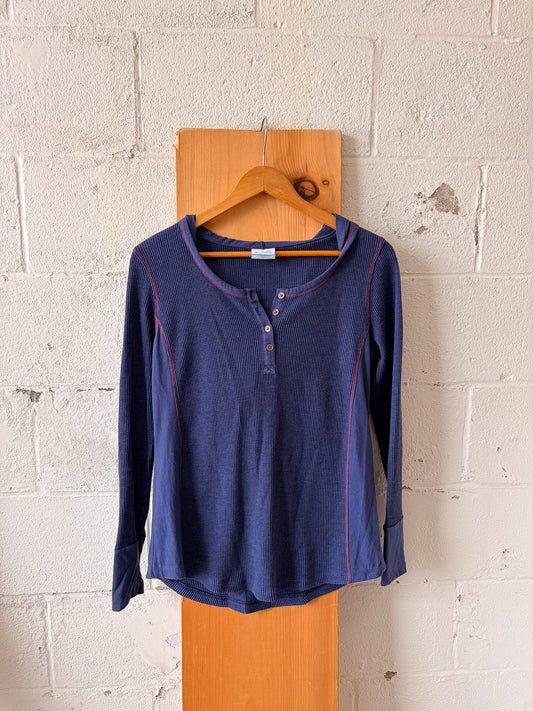 Columbia Hooded Waffle Knit Henley : L