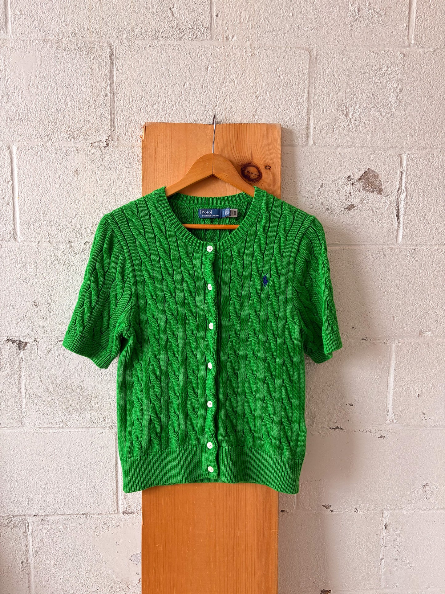 Emerald Short Sleeve Ralph Lauren Cardigan : L