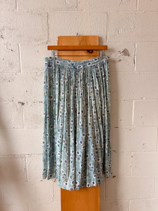Long Floral Blue Skirt : OS