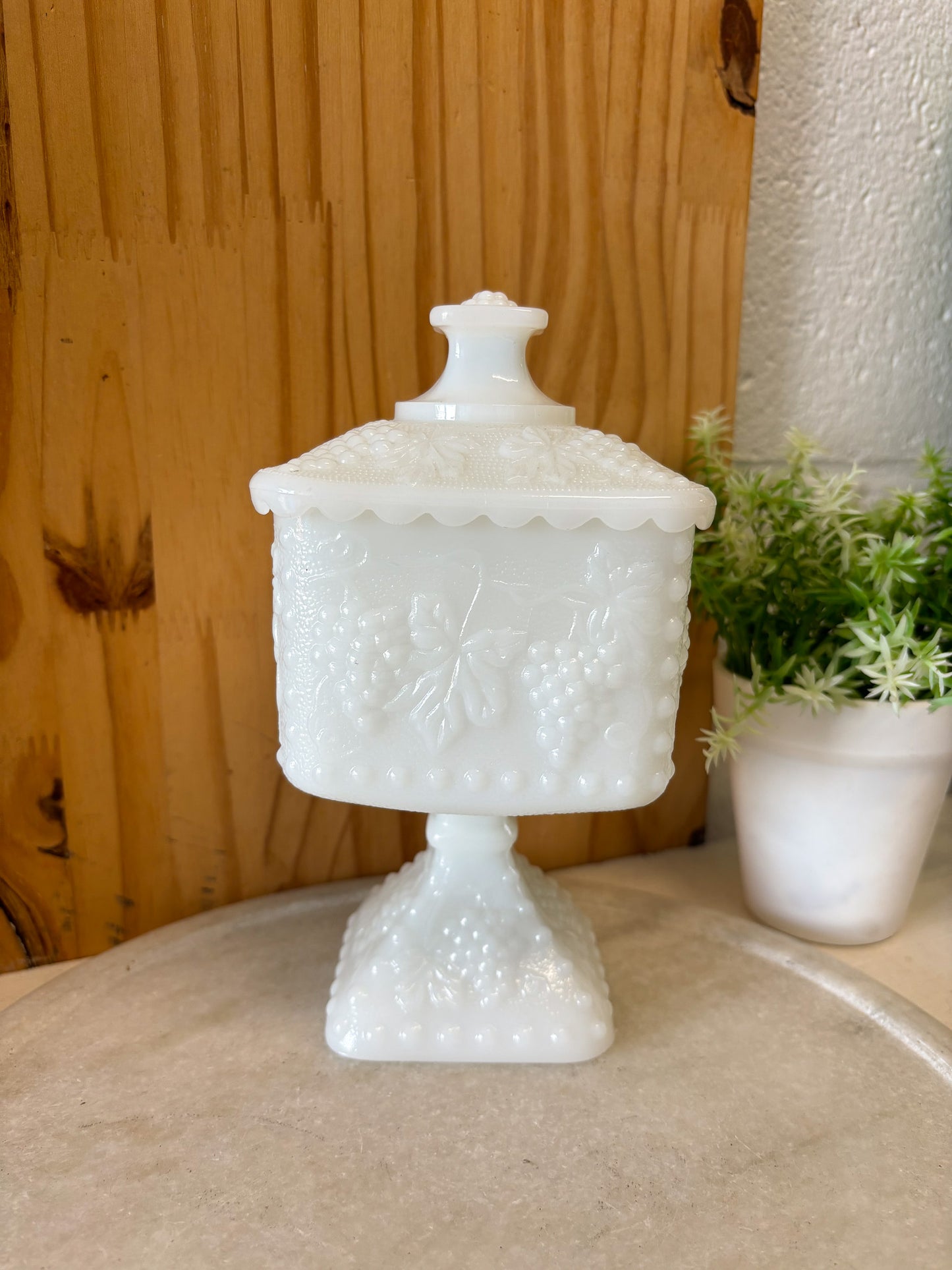 Vtg Milk Glass Pedestal Dish (Local Pick Up Only)
