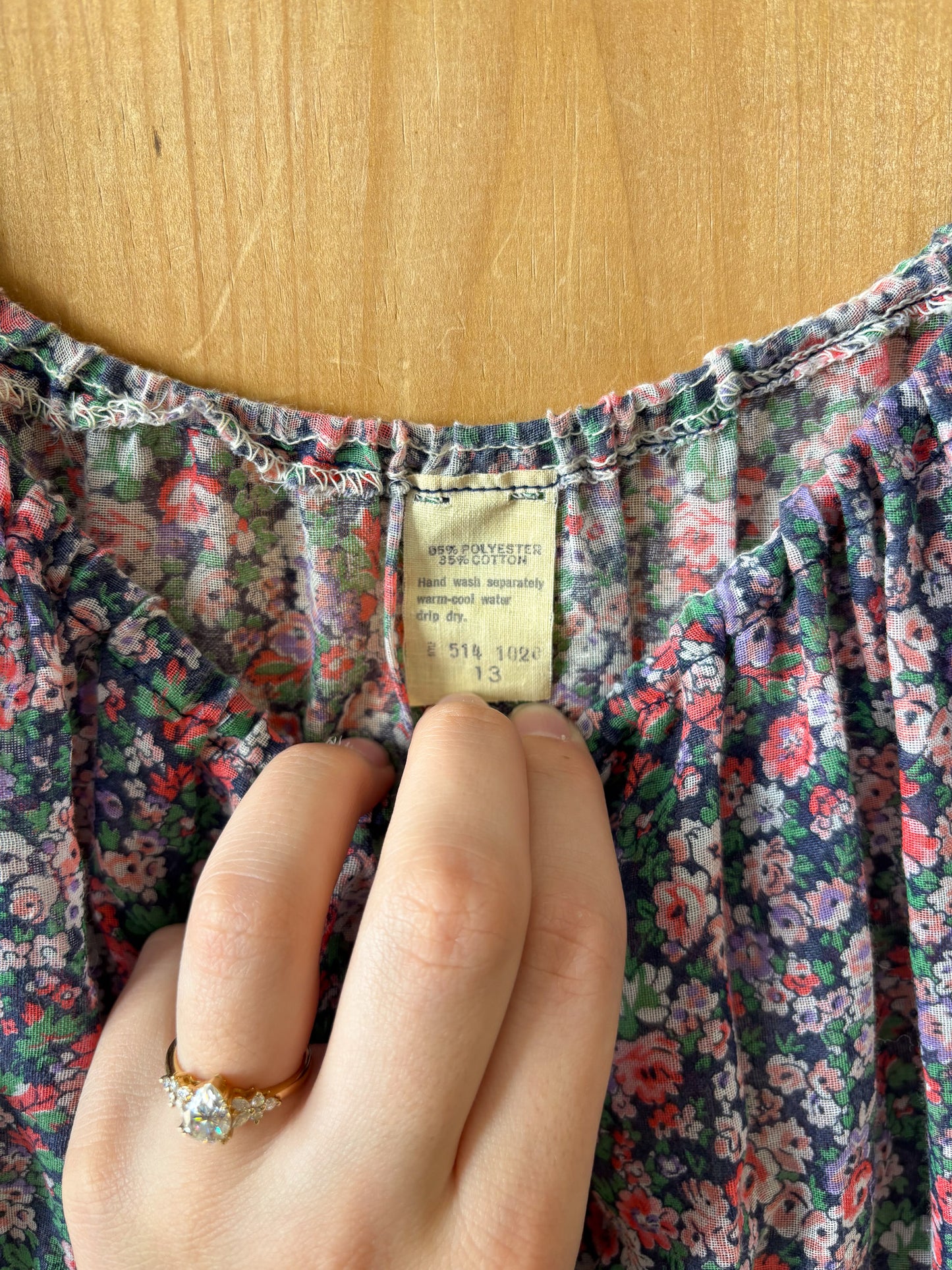 Vtg Semi-Sheer Floral Dress : S/M