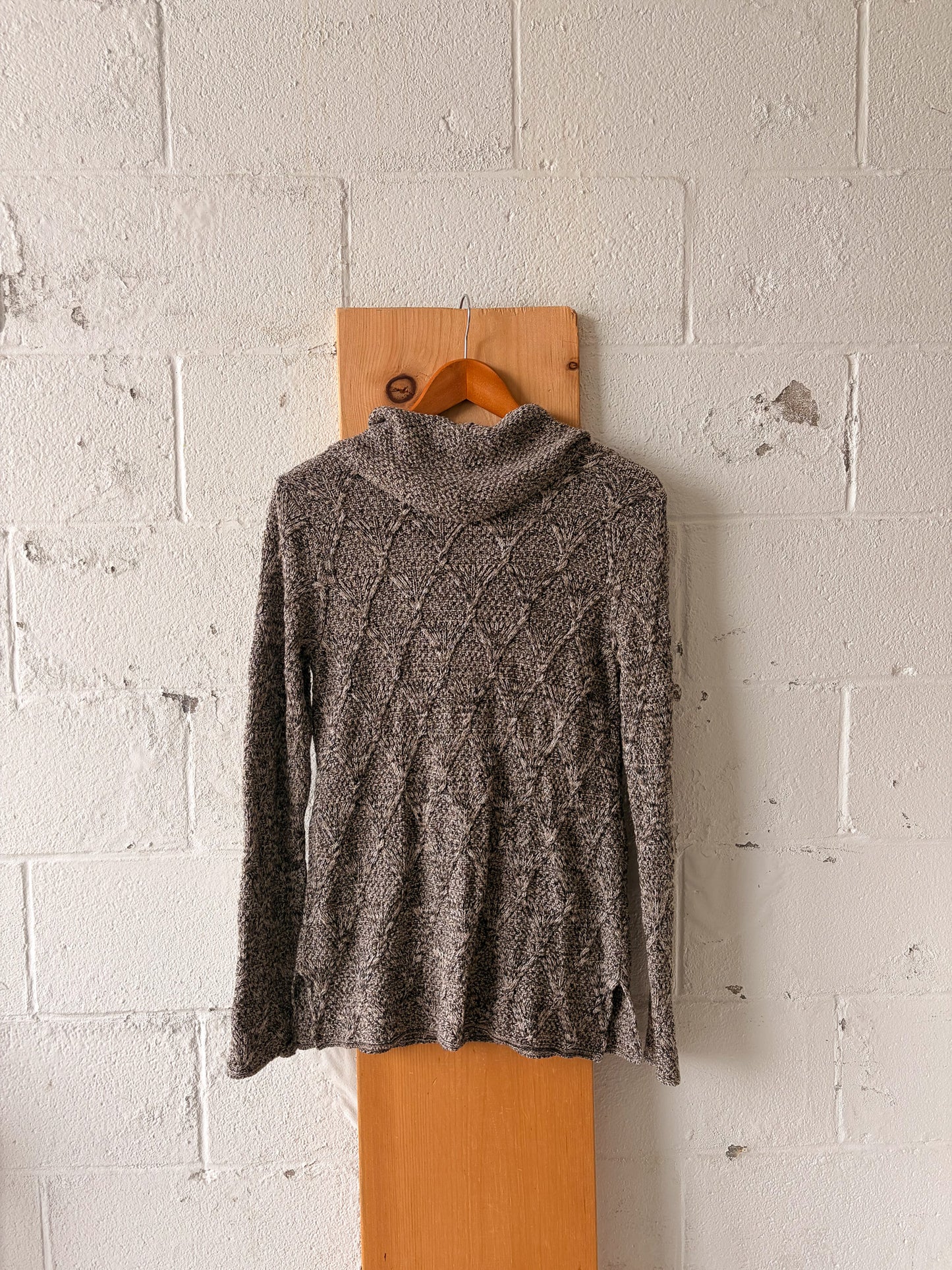 Speckled Brown Cowl Neck Sweater : M
