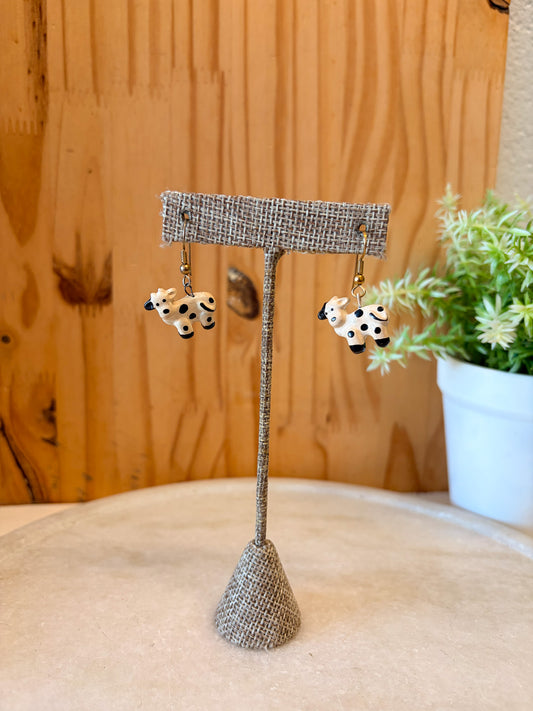 Handmade Cow Earrings (As Is)