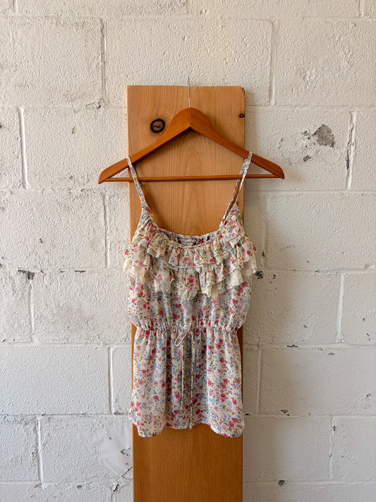 Ruffled Floral Tank : S